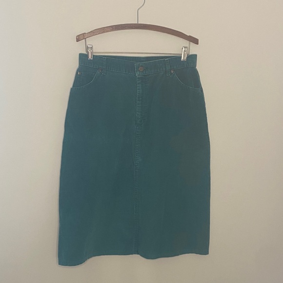 L.L. Bean Dresses & Skirts - Vintage L.L. Bean Teal Corduroy Midi Skirt